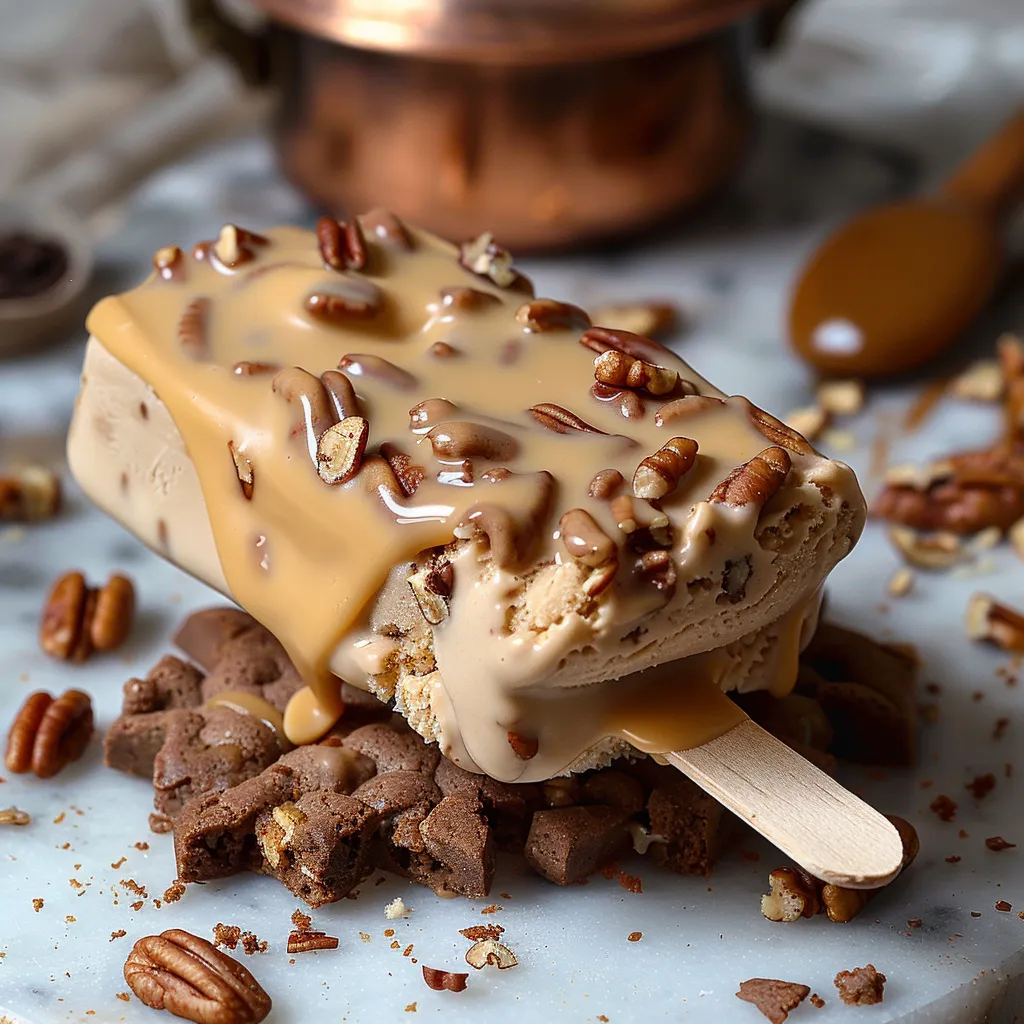 Recette d'esquimaux vanille, caramel, cookie et pécan