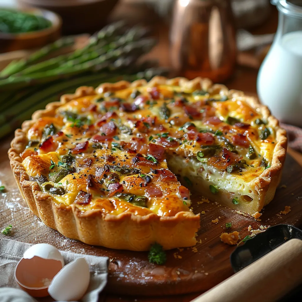 Quiche lardons asperges vertes traditionnelle
