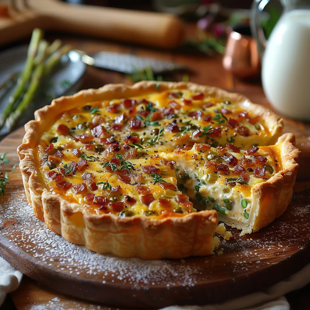 Quiche lardons asperges vertes traditionnelle