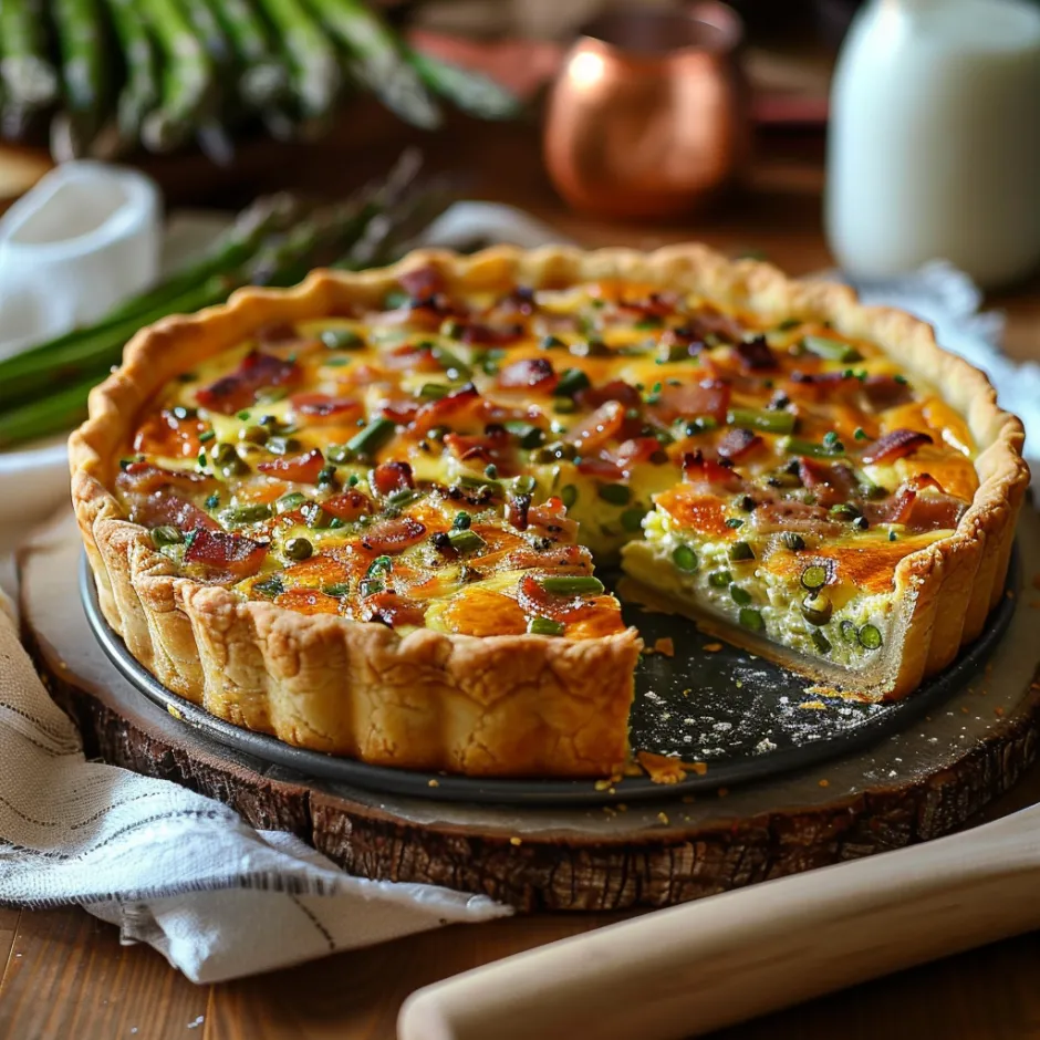Recette de quiche aux lardons et asperges vertes avec pâte brisée maison