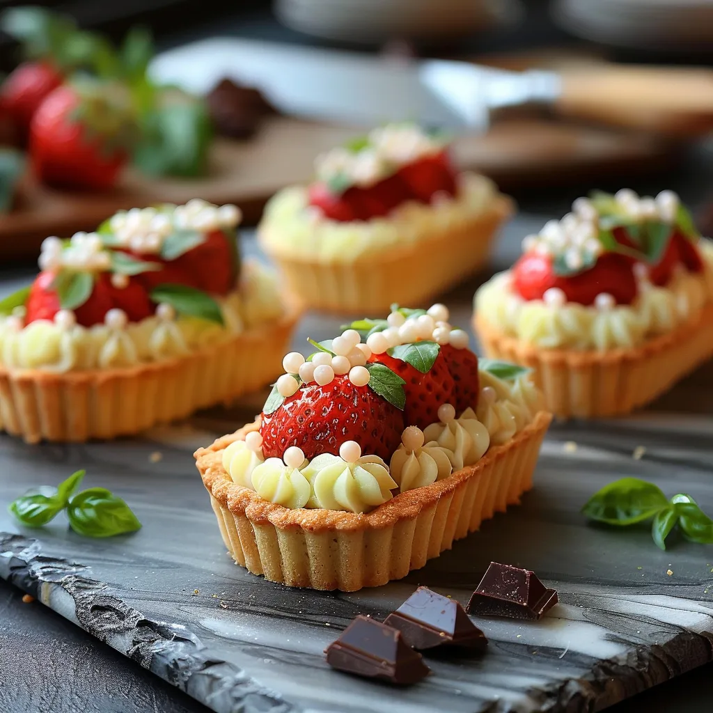 Recette de tartelettes citron vert basilic et fraise glacées comme un éclair
