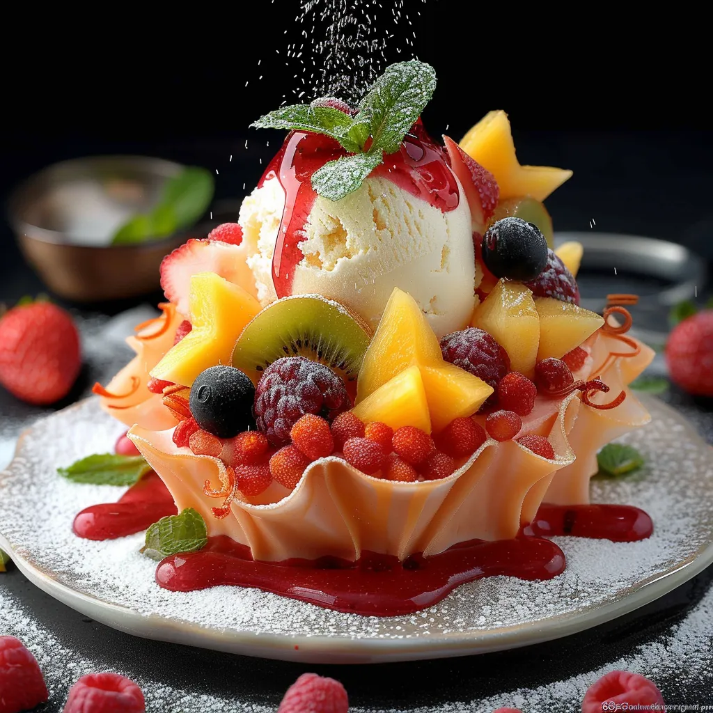 Tulipe fruits frais et sorbets colorée