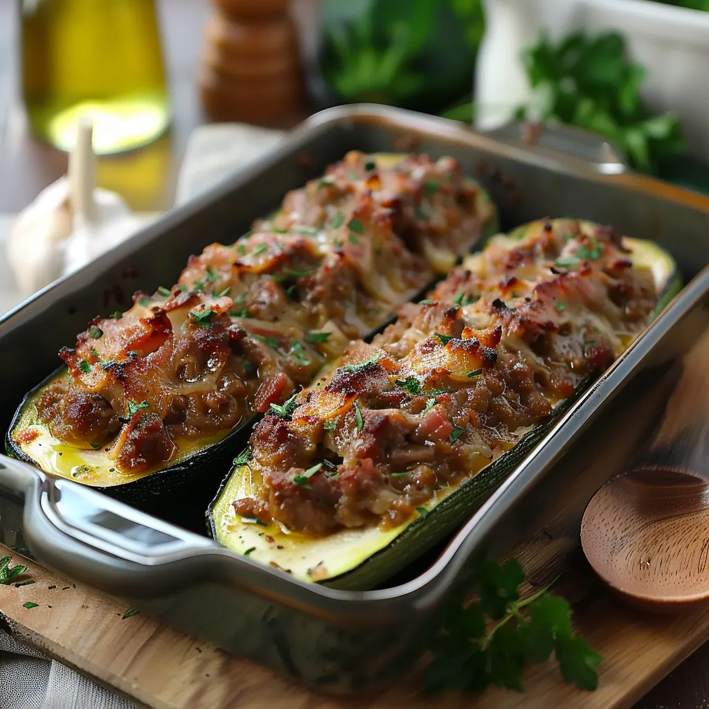 Courgettes farcies chair saucisse traditionnelles