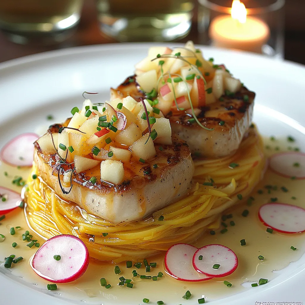 Escalope de foie gras aux pommes et potiron | Recette gastronomique