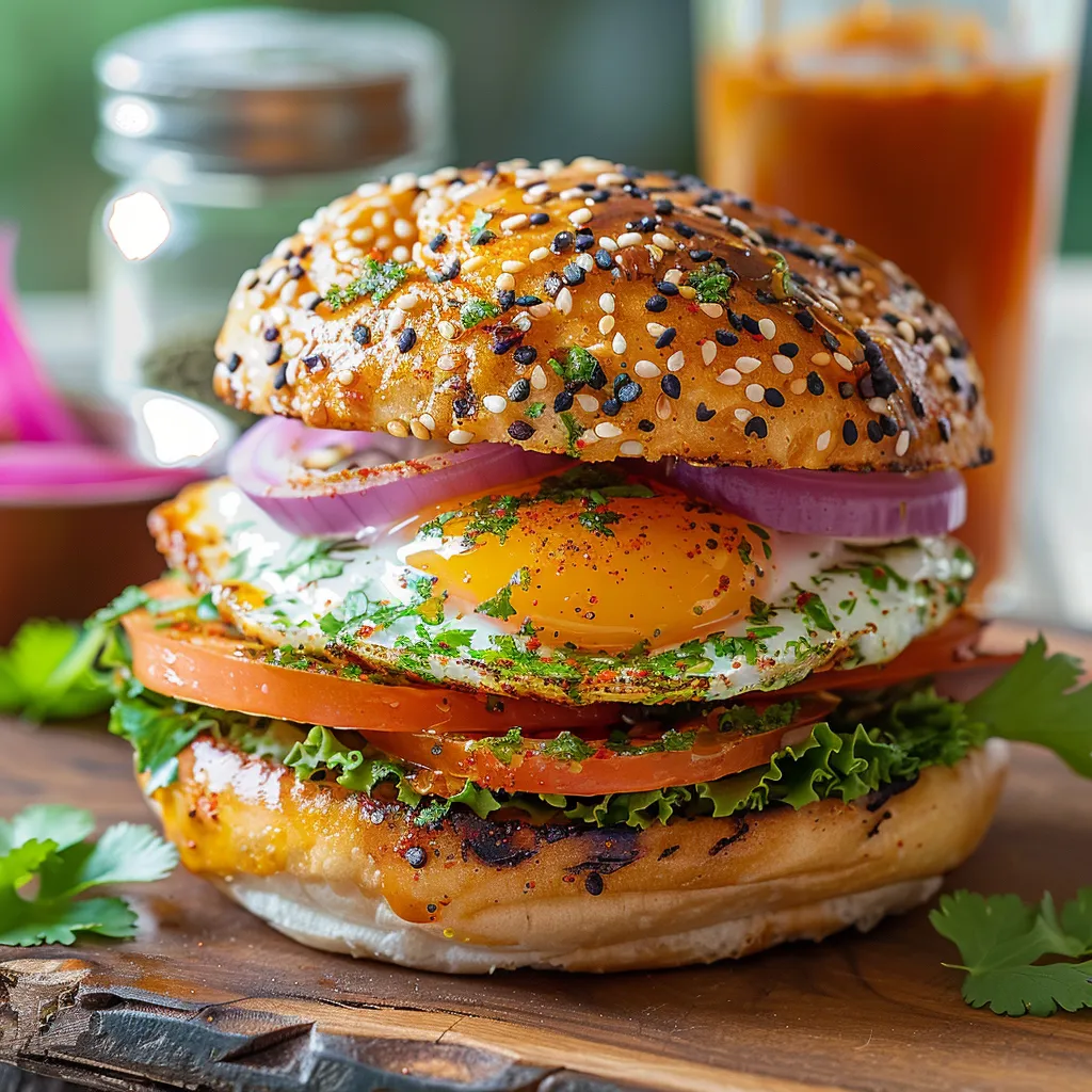 Burger Anda à l'œuf miroir et au masala