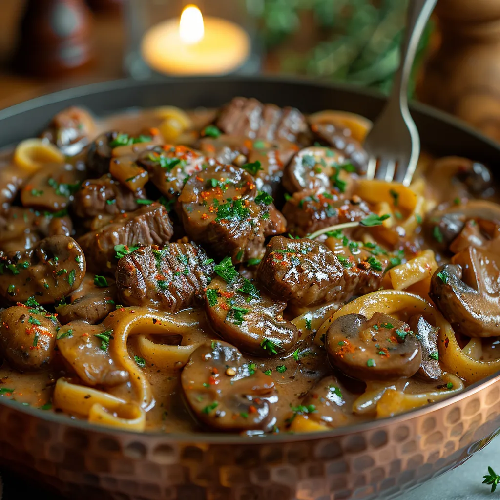 Recette Bœuf Stroganoff d'Alain Ducasse - Filet de bœuf à la crème