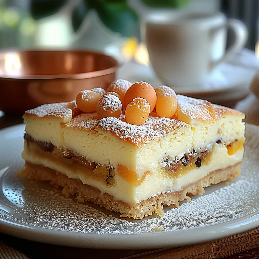 Gâteau magique des Nonna italiennes qui forme 3 couches distinctes à la cuisson.