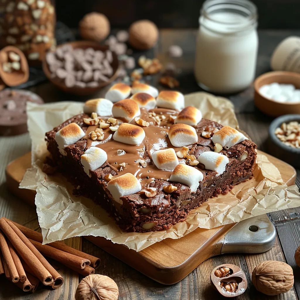Brownie décadent aux chamallows pour recycler vos bonbons