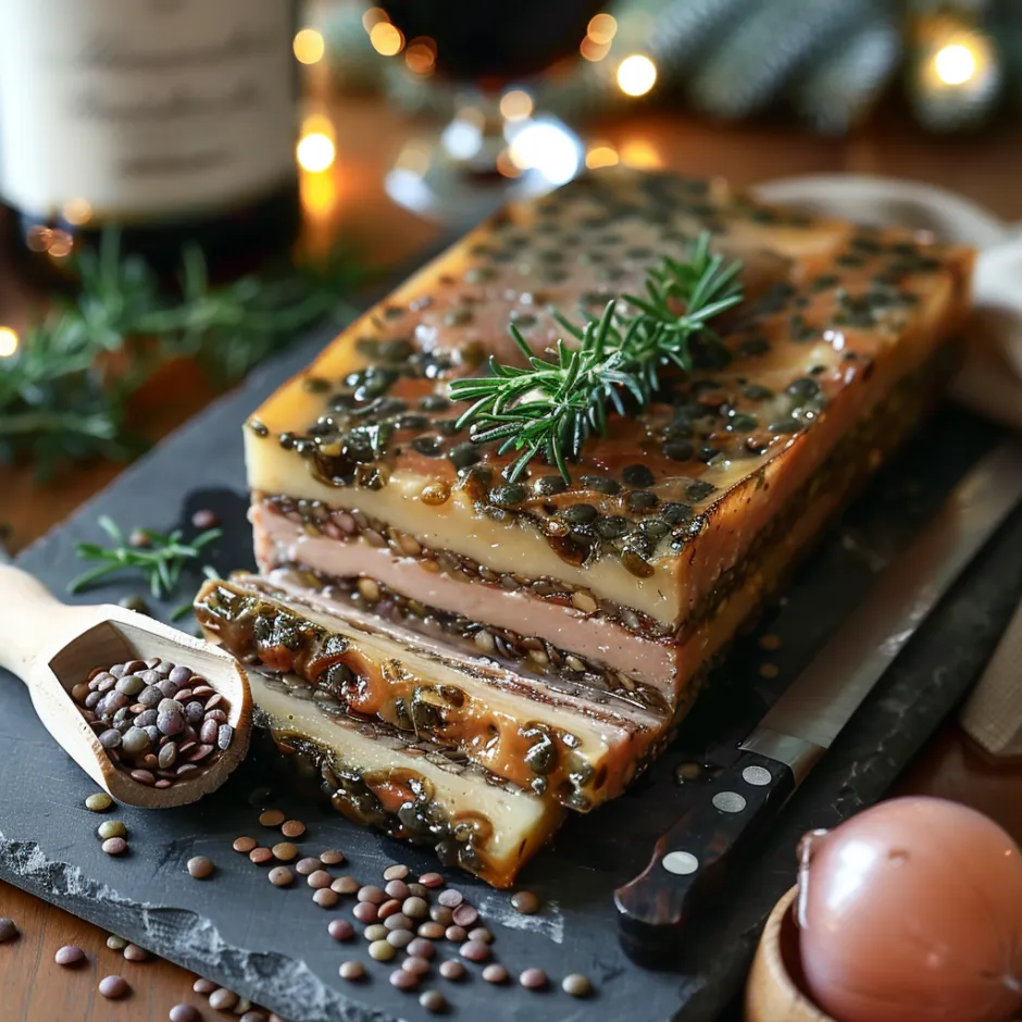 Recette Terrine de Lentilles et Foie Gras au Madère - Entrée festive