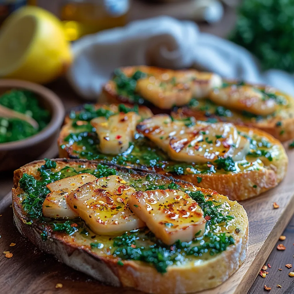 Recette Pain à l'Ail et Bonite façon Garlic Bread - Toasts français au poisson
