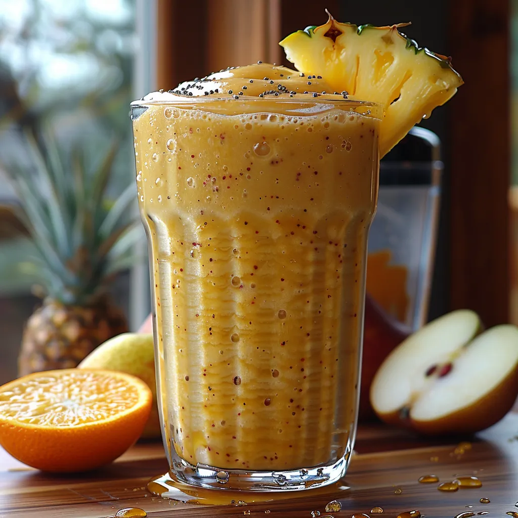 Smoothie ananas et poire au yaourt grec et miel