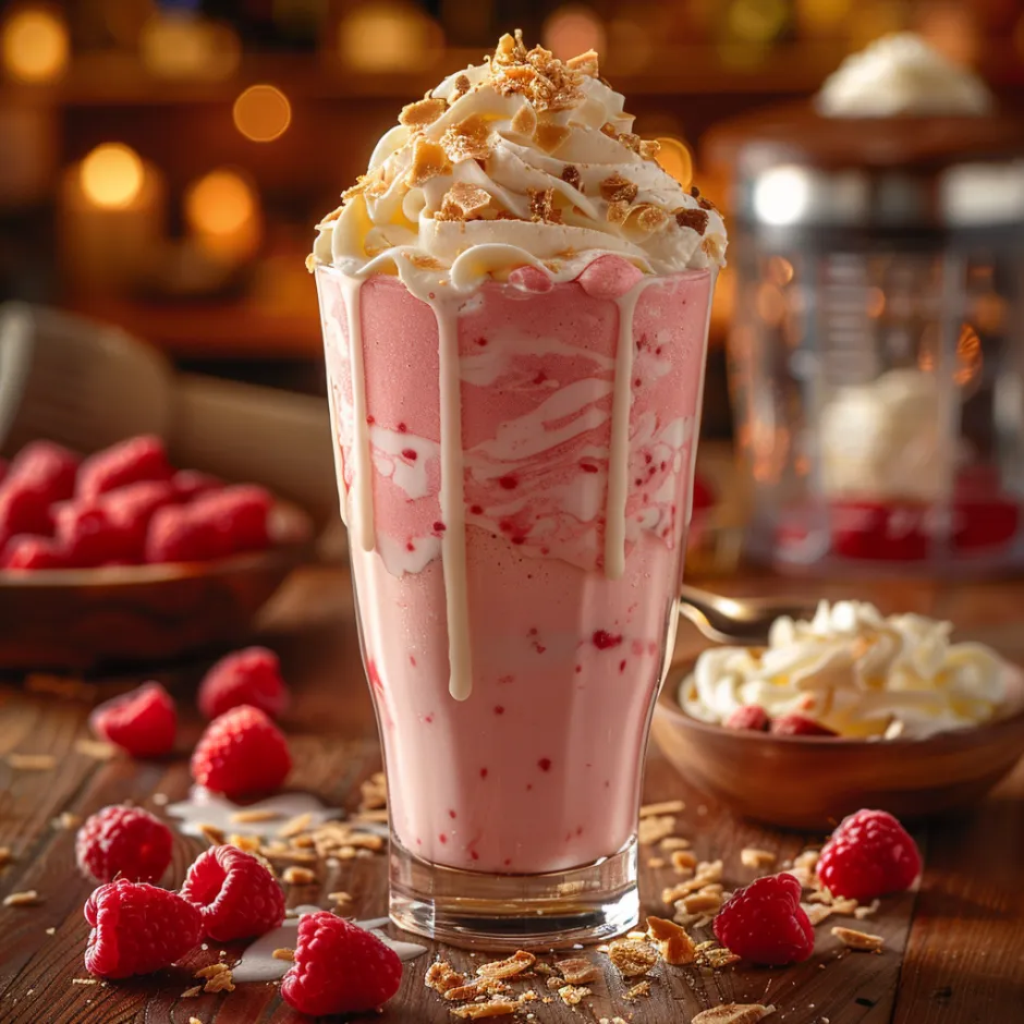 Recette Milk-shake Framboise Chocolat Blanc - Dessert glacé gourmand