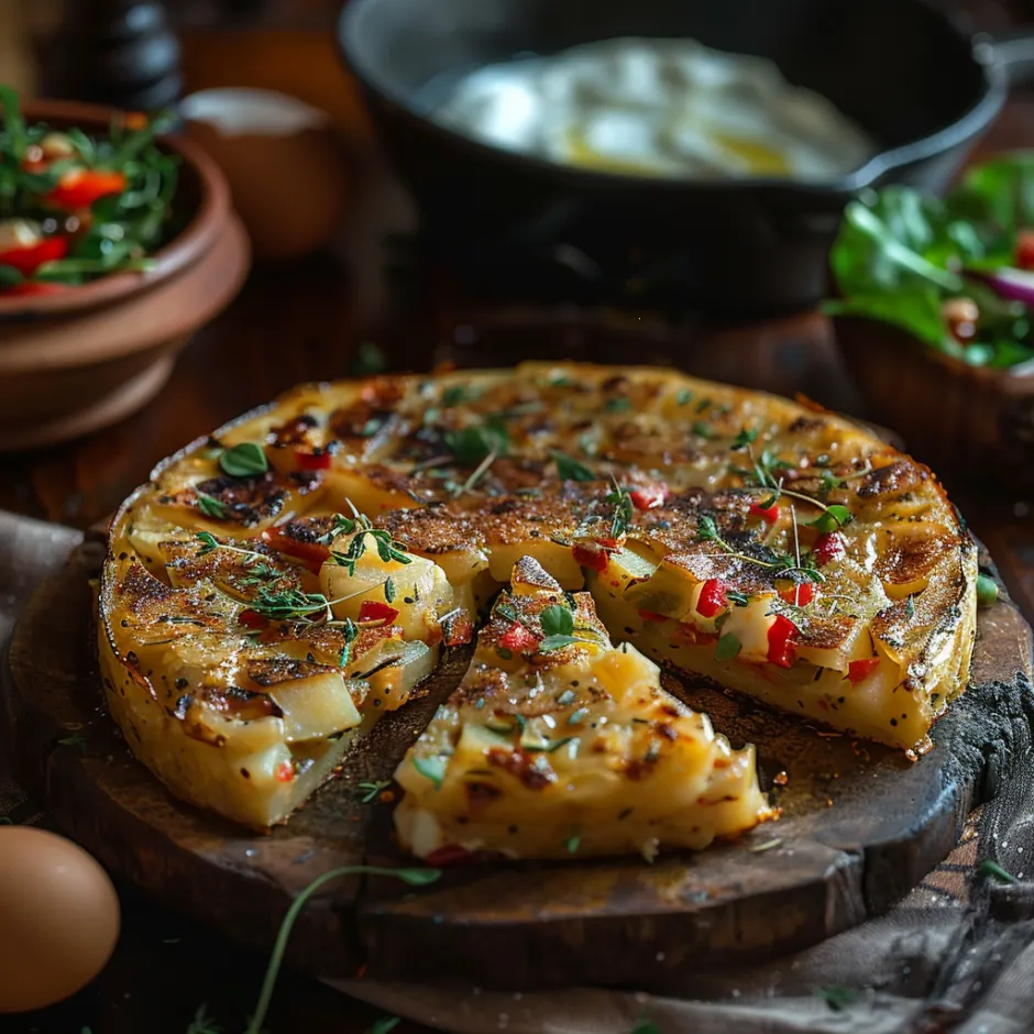 Tortilla Espagnole Poivrons Fromage - Tapas 30 Min
