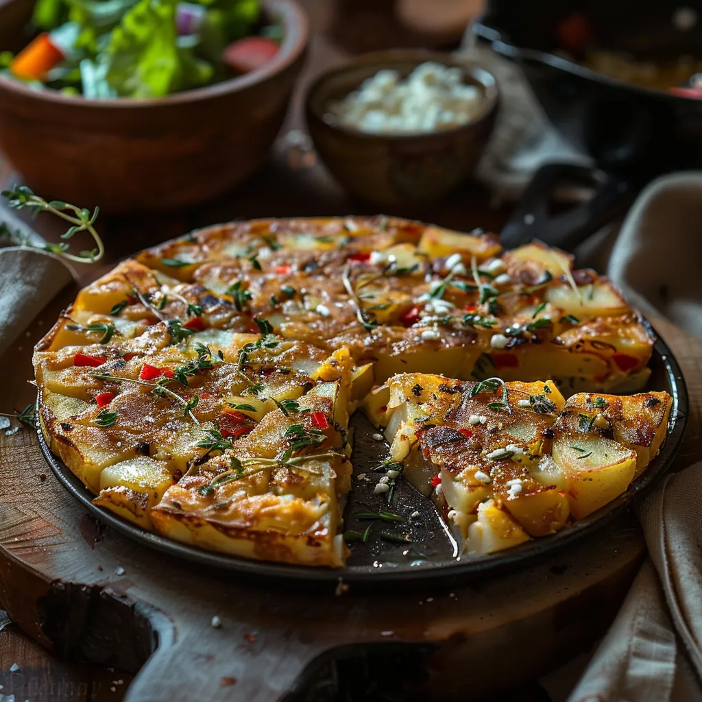 Recette Tortilla Espagnole aux Poivrons et Fromage - Tapas facile en 30 min