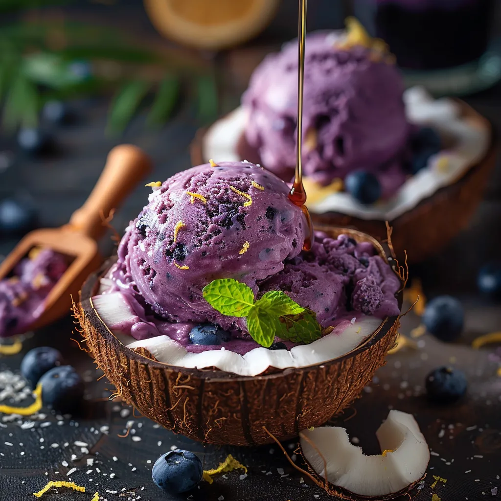 Recette Glace Myrtilles Coco Sans Sorbetière - Dessert vegan en 10 min