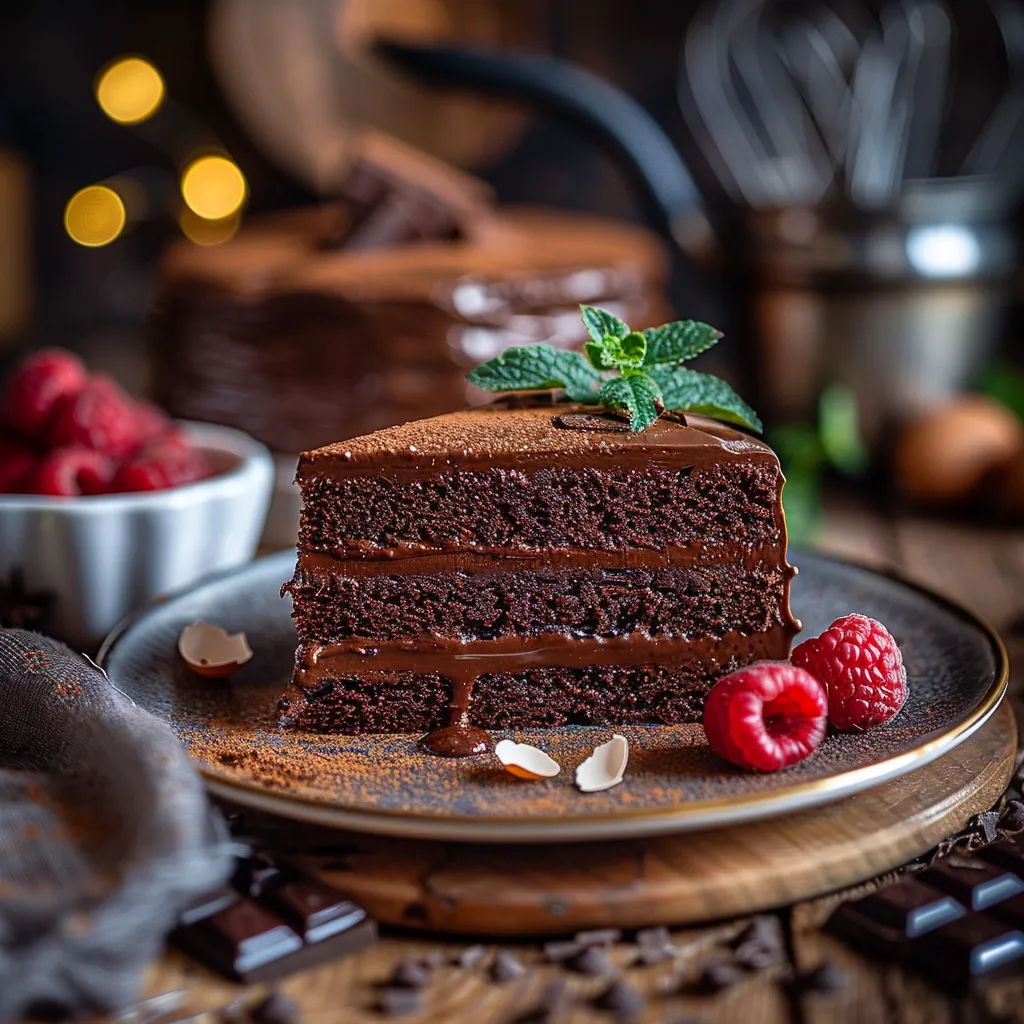 Marquise au chocolat traditionnelle française. Mousse glacée sans cuisson au chocolat noir