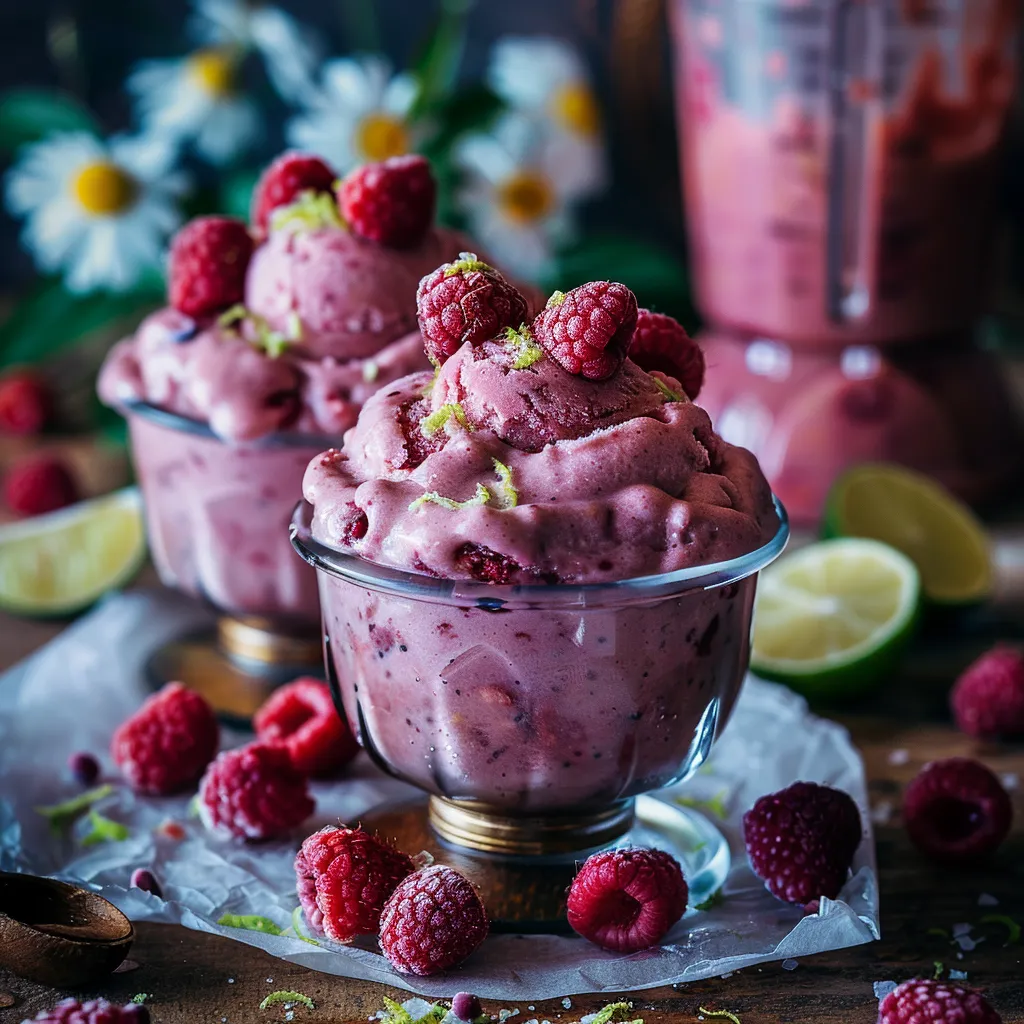 Sorbet Maison Framboises Banane - 3 Ingrédients