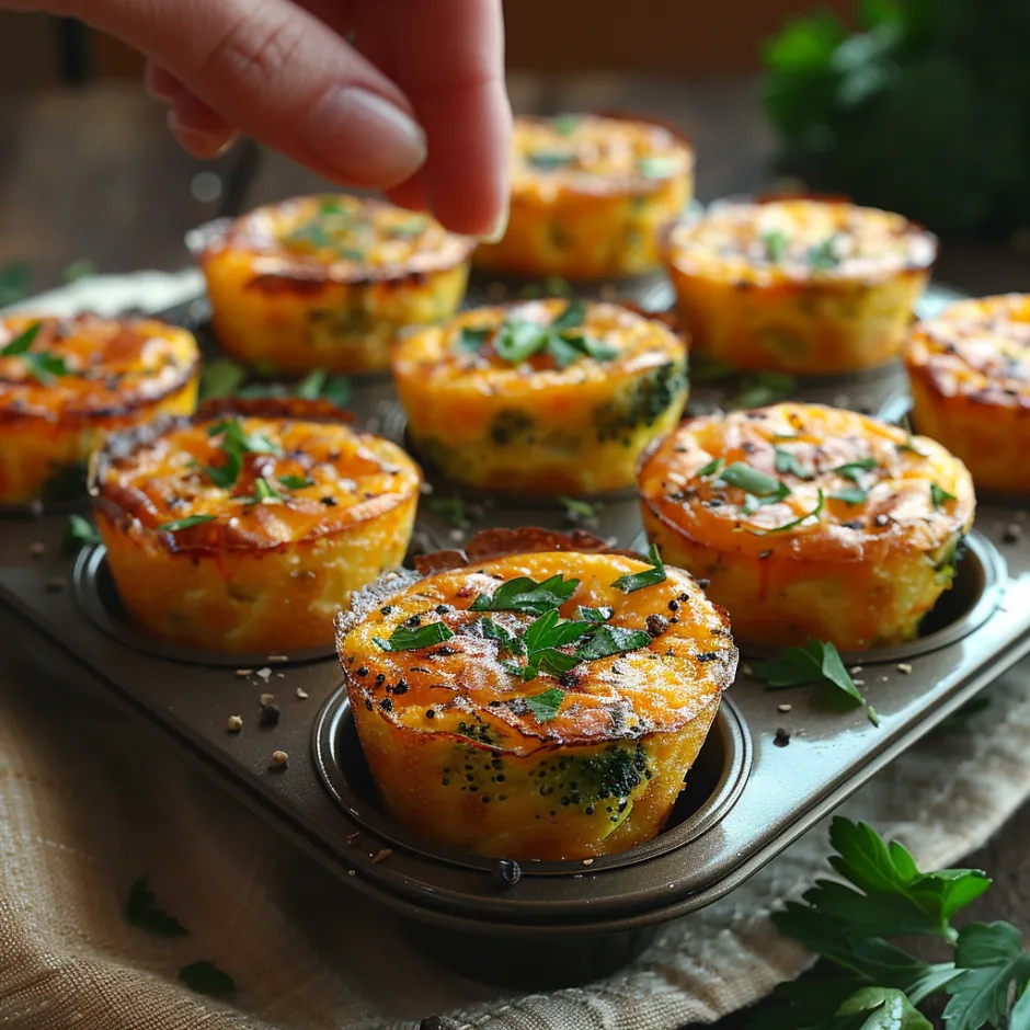 Recette Mini-Quiche Sans Pâte au Brocoli - 4 ingrédients seulement