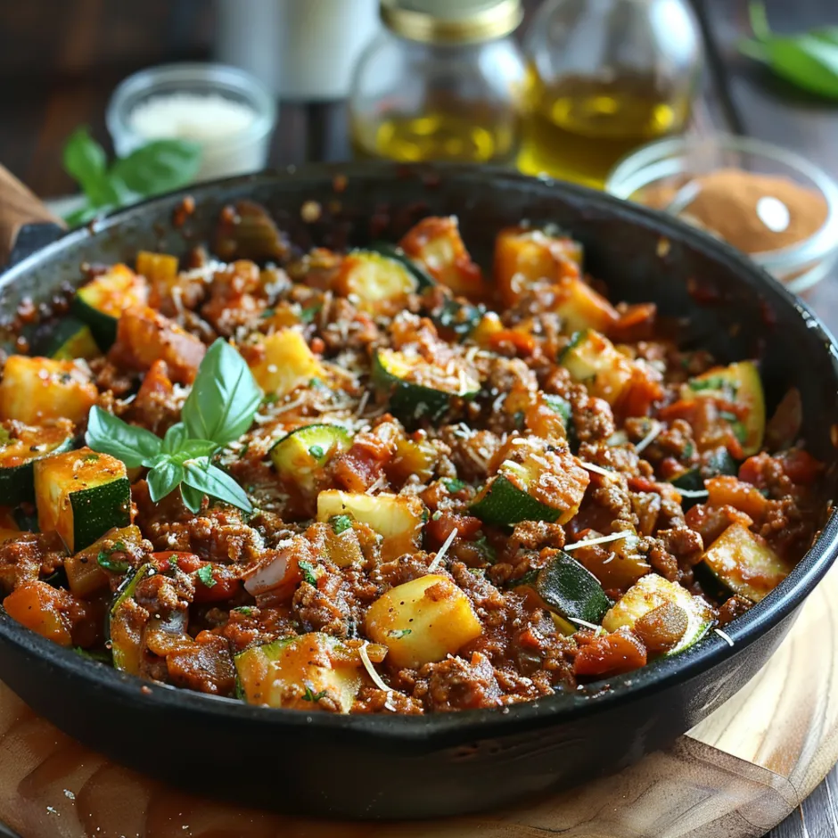 Courgettes bolognaise fondantes et parfumées. Alternative saine aux pâtes