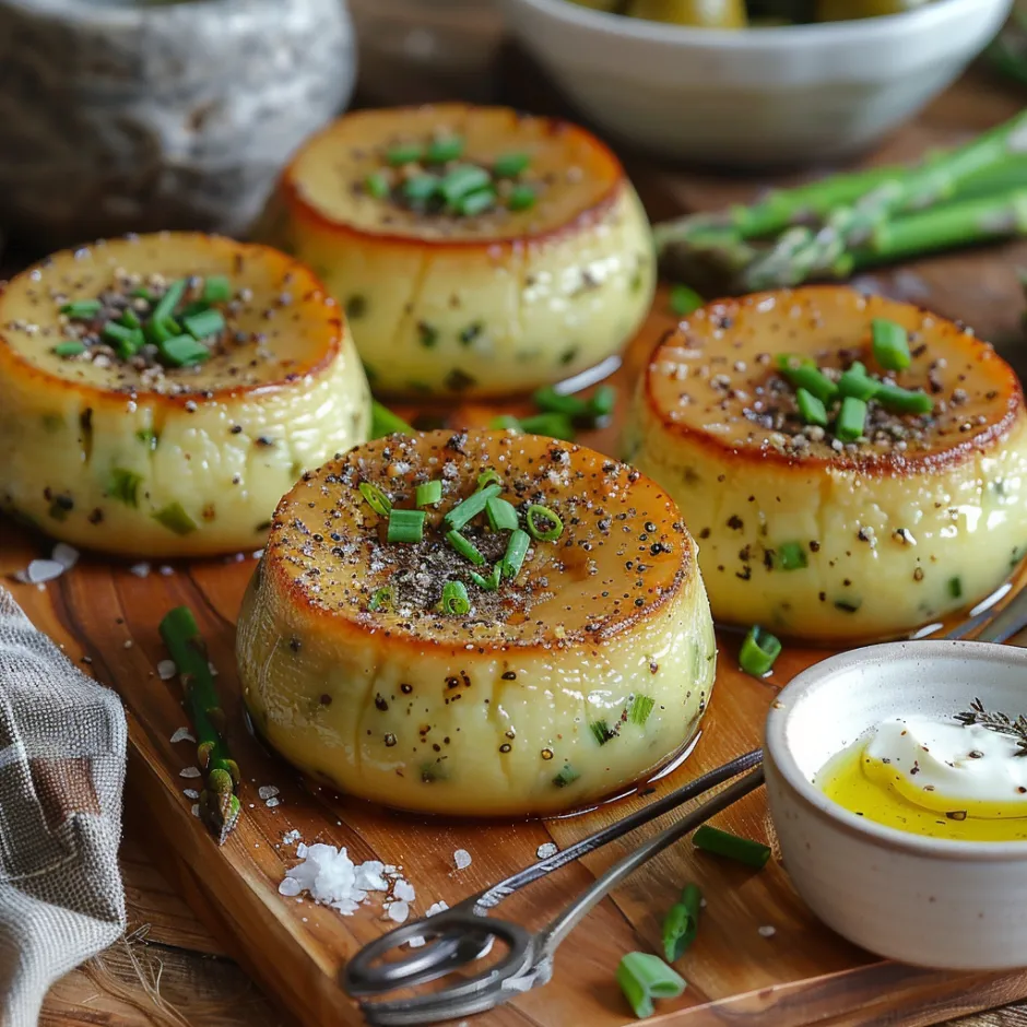 Flan d'asperges crémeusement raffiné. Entrée printanière élégante au comté et ciboulette
