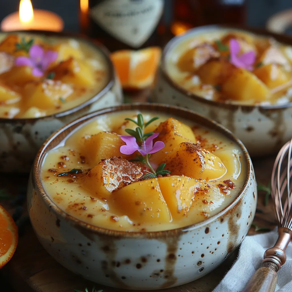 Gratin de mangue, sabayon parfumé aux épices douces