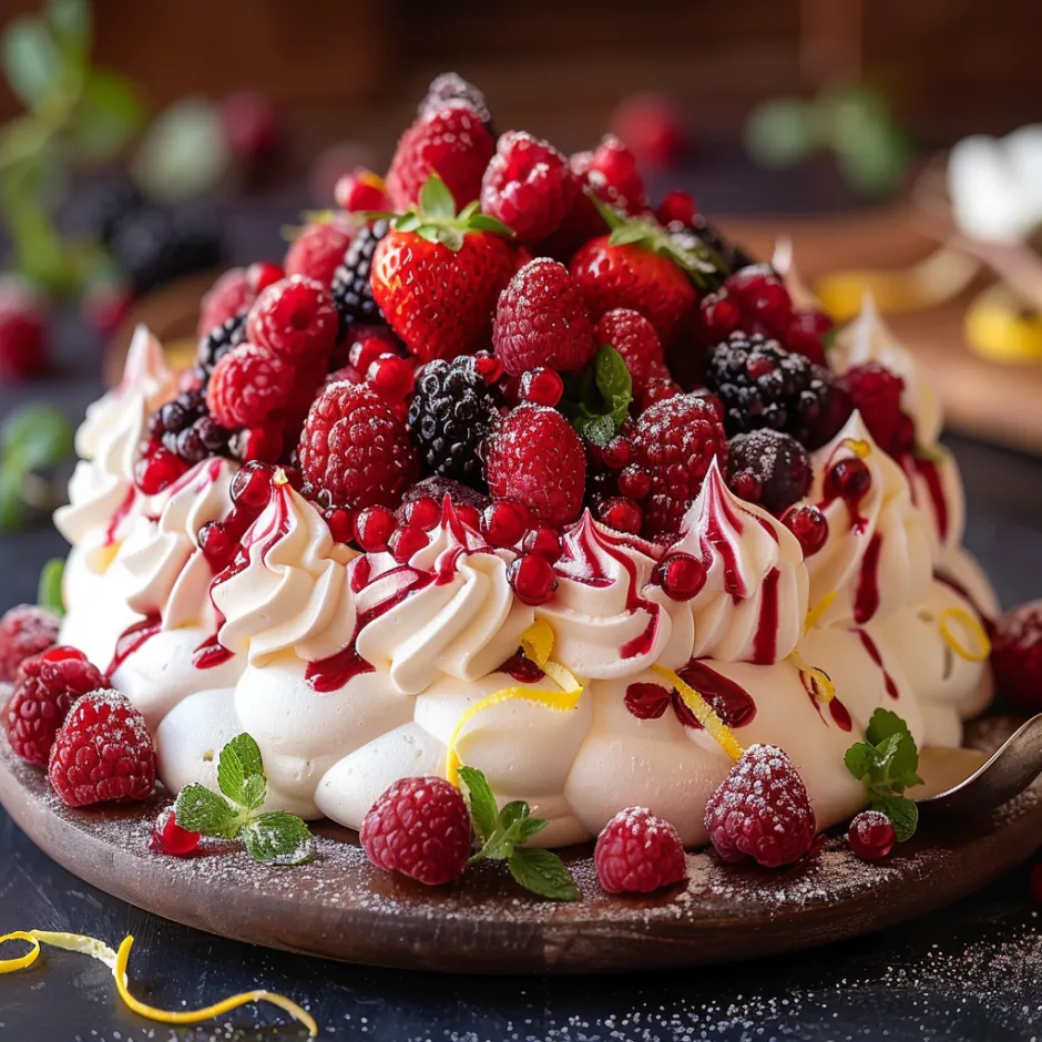 Pavlova Fruits Rouges Chantilly Mascarpone