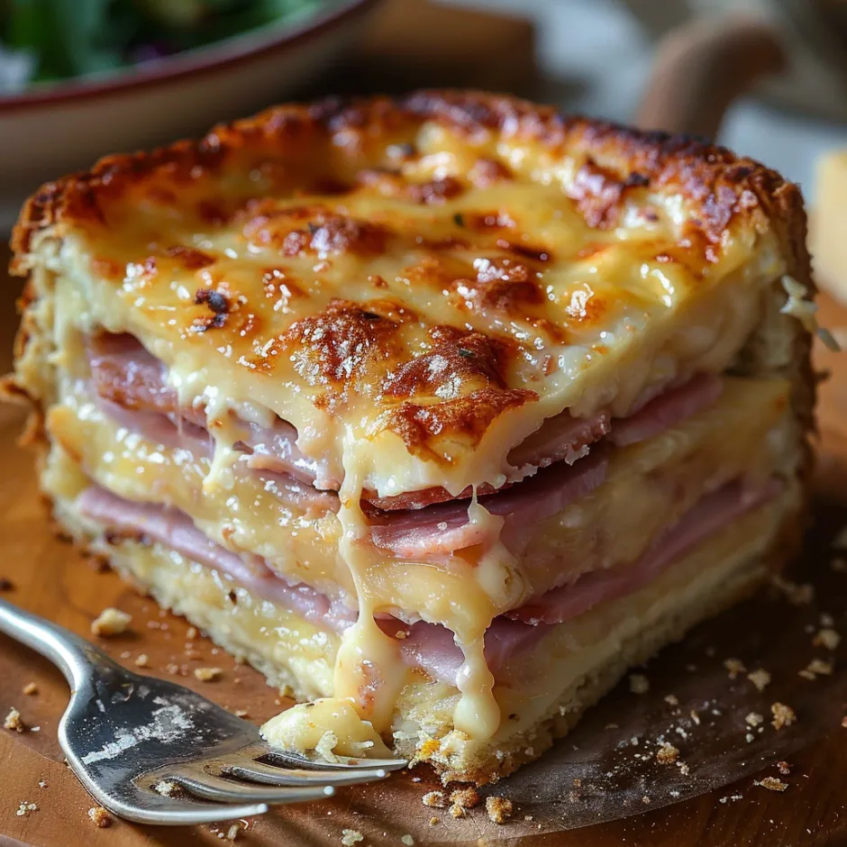 Un savoureux croque cake fondant au fromage, prêt à déguster en moins de 40 minutes