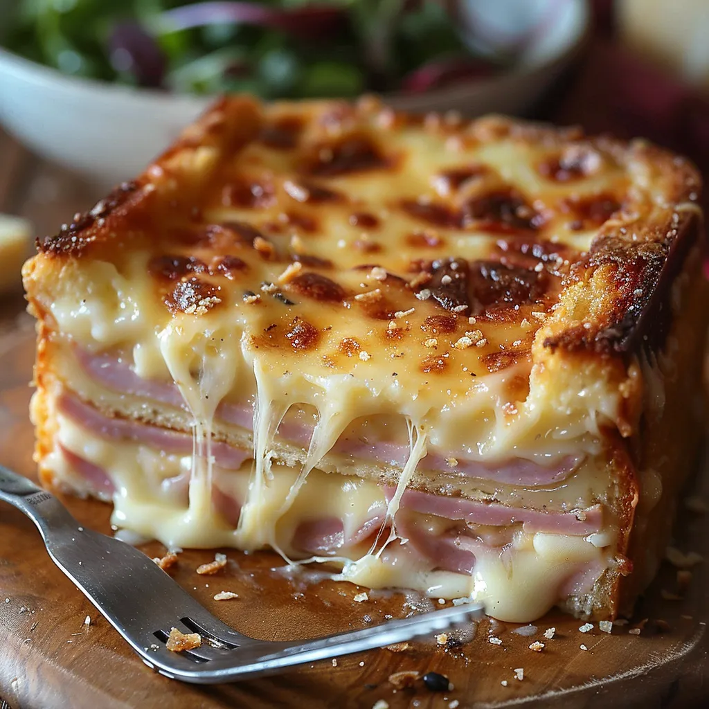Croque-cake jambon fromage ! Plat familial réconfortant, facile et fondant au four