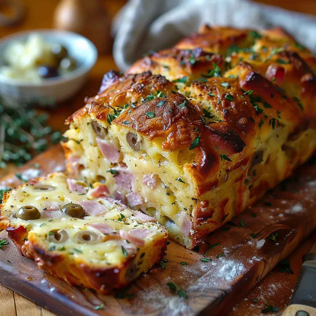 Cake jambon olive fromage frais moelleux et gourmand