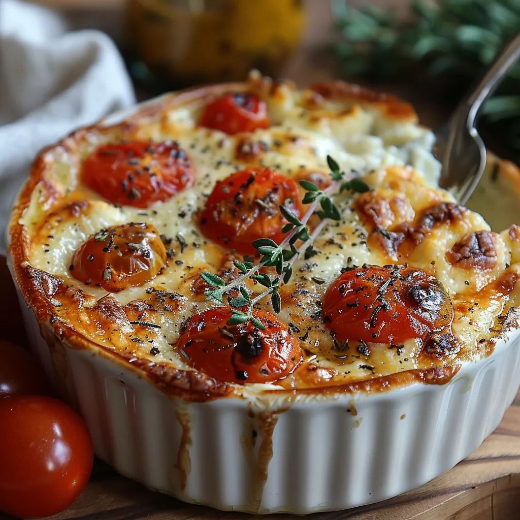 Clafoutis salé tomates cerise camembert ! Entrée légère et fondante