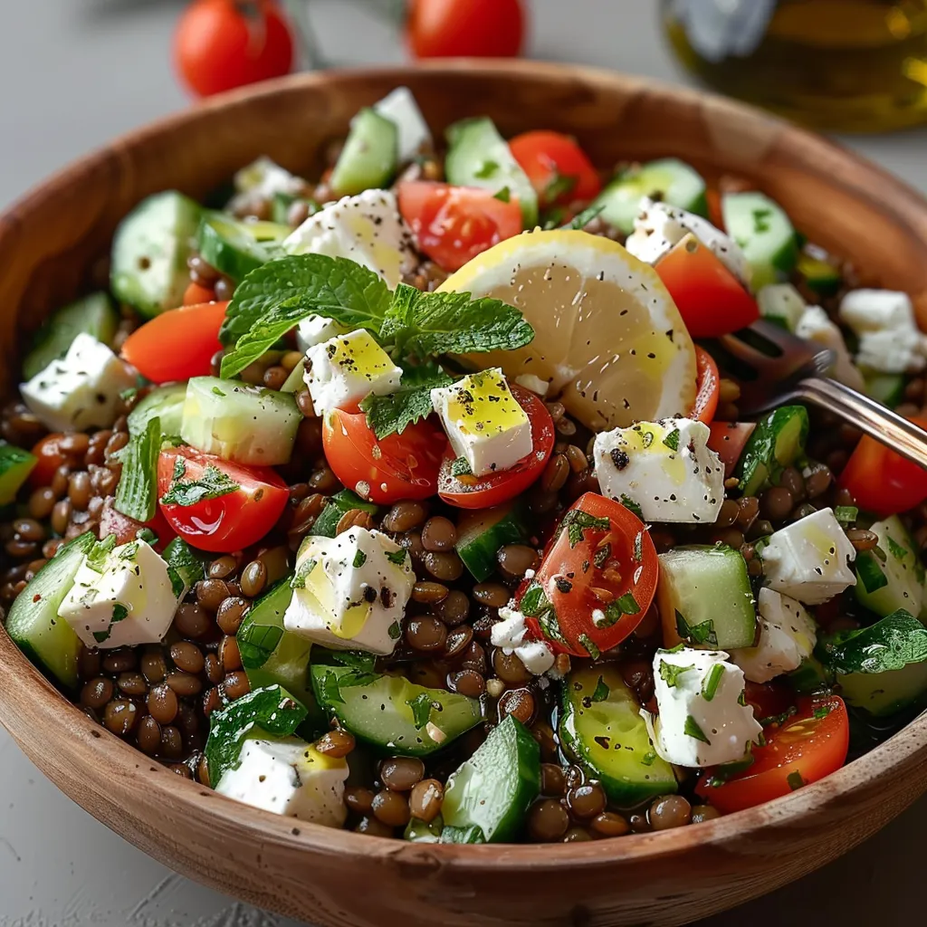 Salade Lentilles Feta Concombre Fraîche