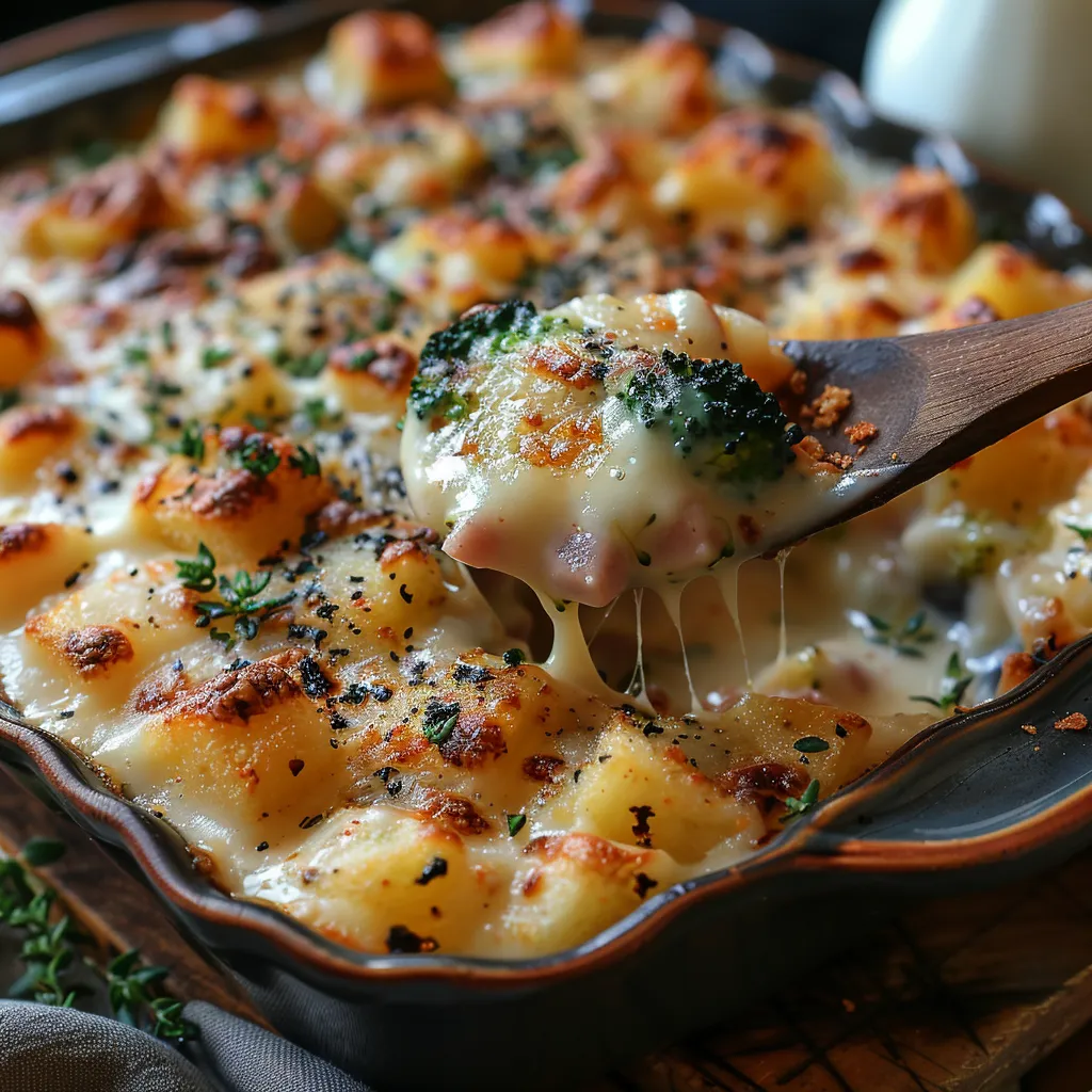 Recette Gratin Brocolis Jambon Béchamel - Plat Familial Réconfortant Crémeux au Four