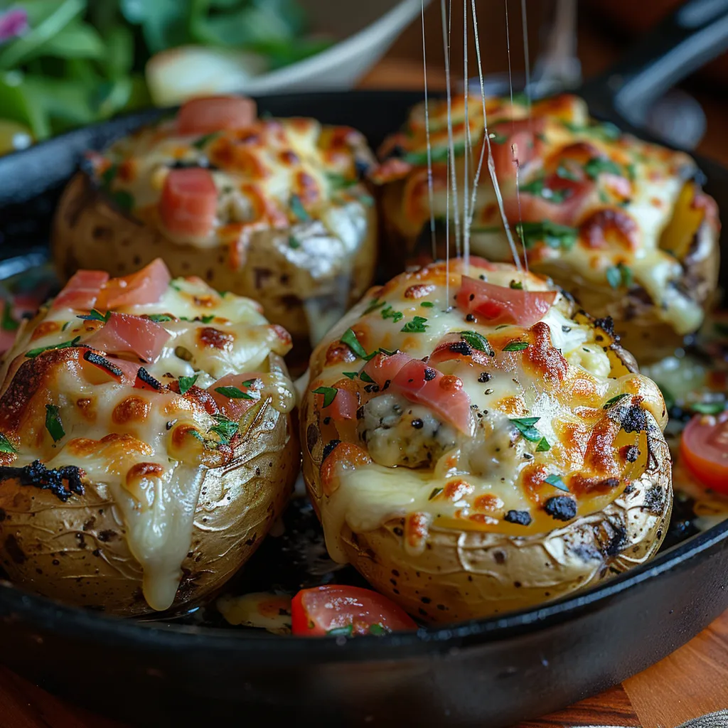 Pommes de terre farcies au fromage bleu, rustiques et fondantes