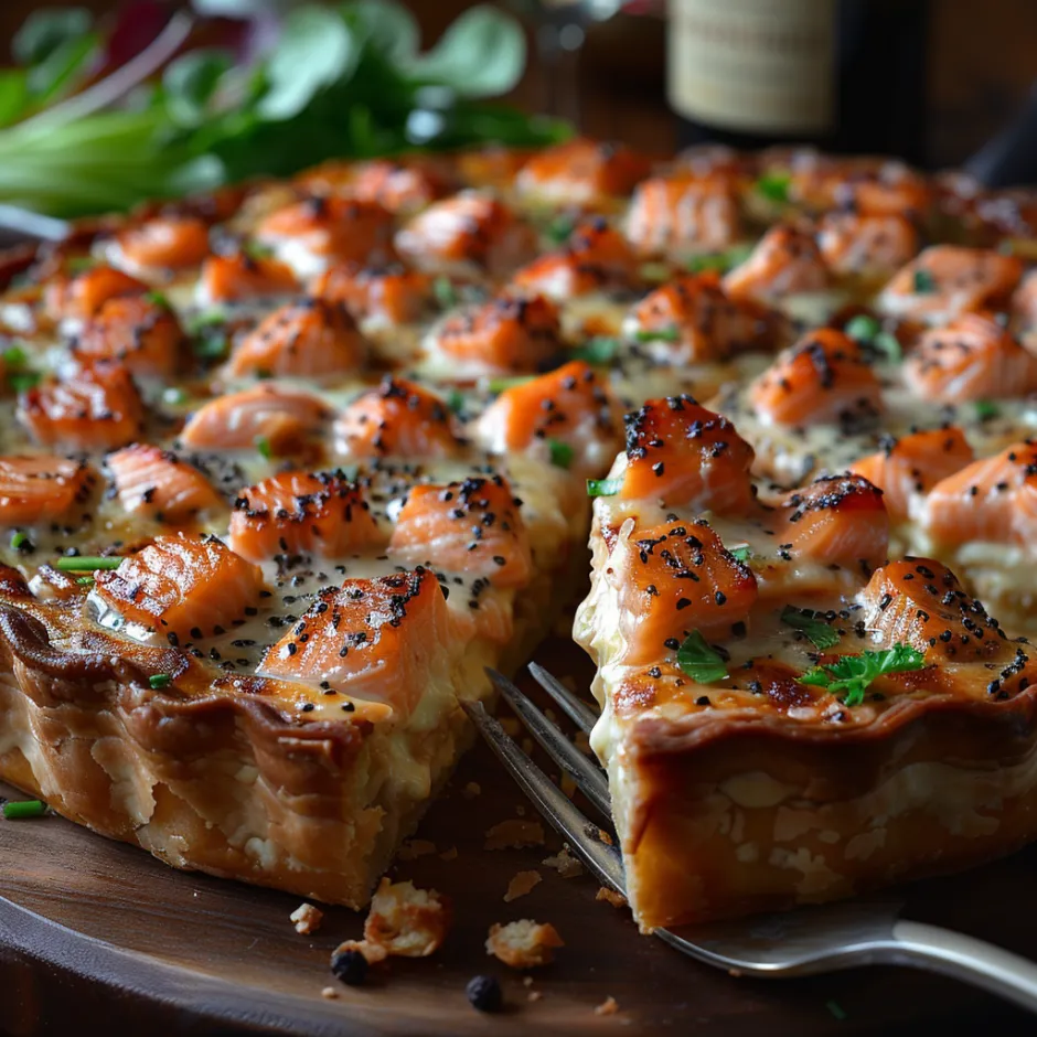 Quiche poireaux aux deux saumons ! Plat chic et généreux, recette savoureuse parfaite
