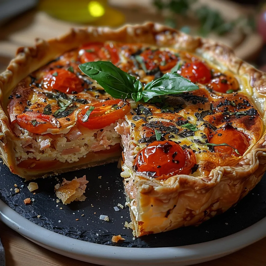 Quiche Tomate Feta Thon Estivale - Tarte salée méditerranéenne savoureuse