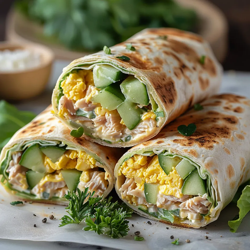 Recette Wrap Thon Concombre - Déjeuner Frais Léger Nomade Express