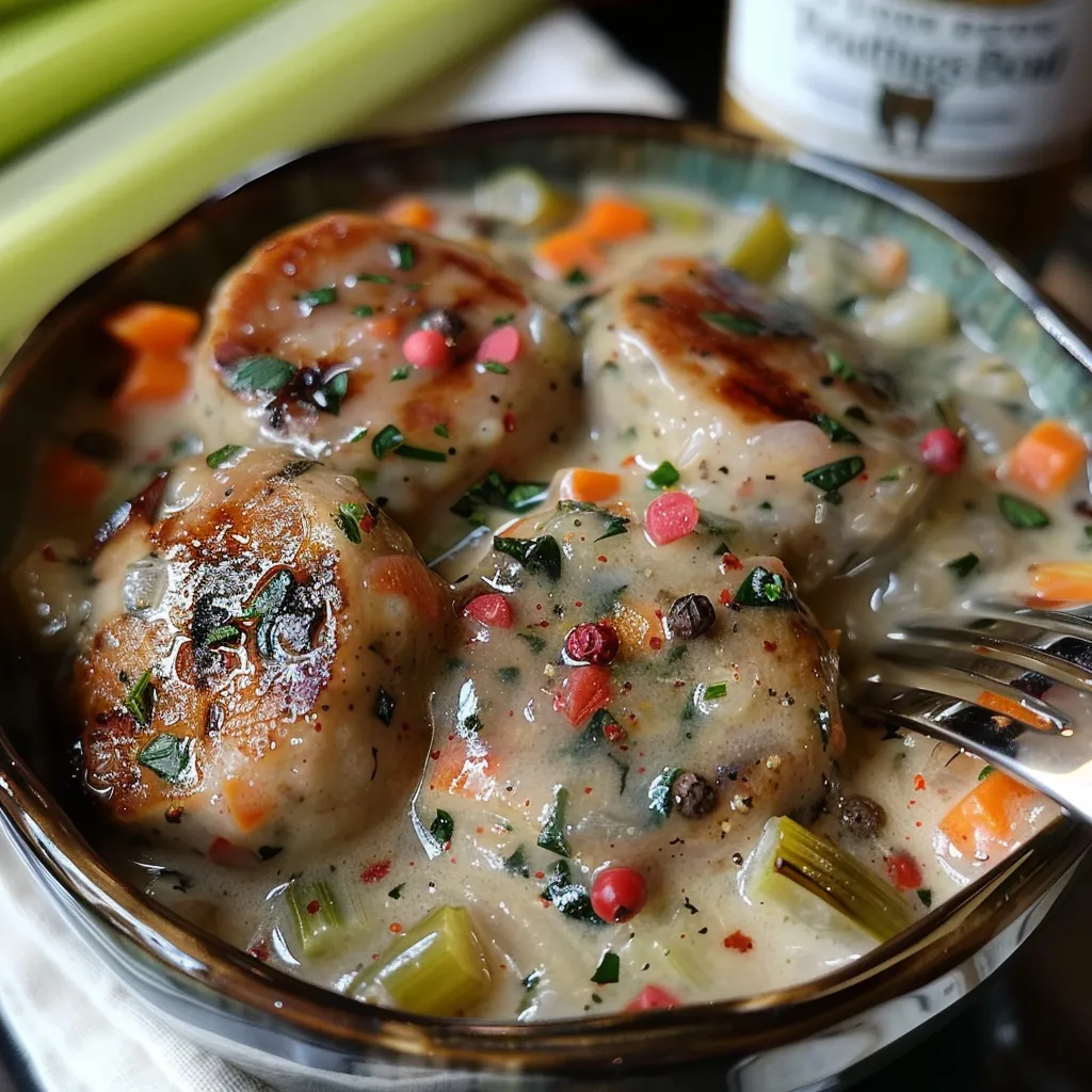 Blanquette de boudin blanc aux baies roses raffinée et gastronomique