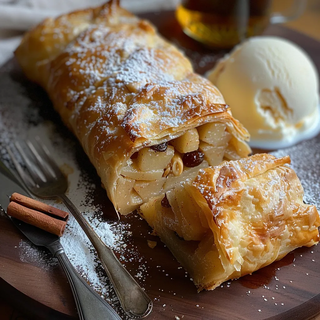 Strudel aux pommes autrichien traditionnel, croustillant et réconfortant