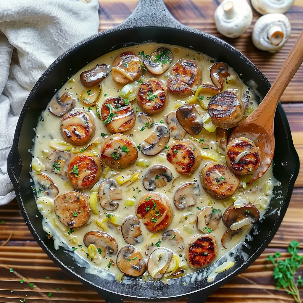 Blanquette de Boudin Blanc - Plat familial réconfortant crémeux champignons 50 min