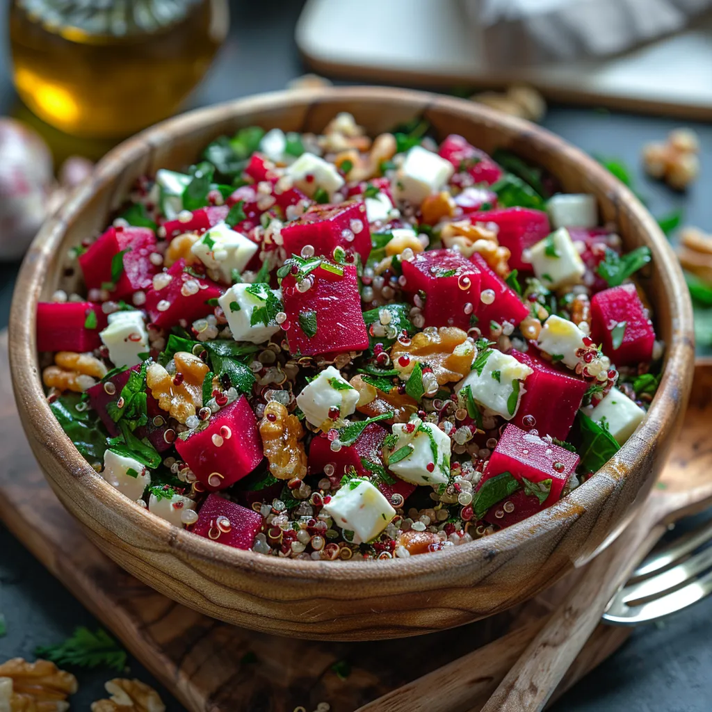 Recette Salade de Quinoa Betterave Feta Noix