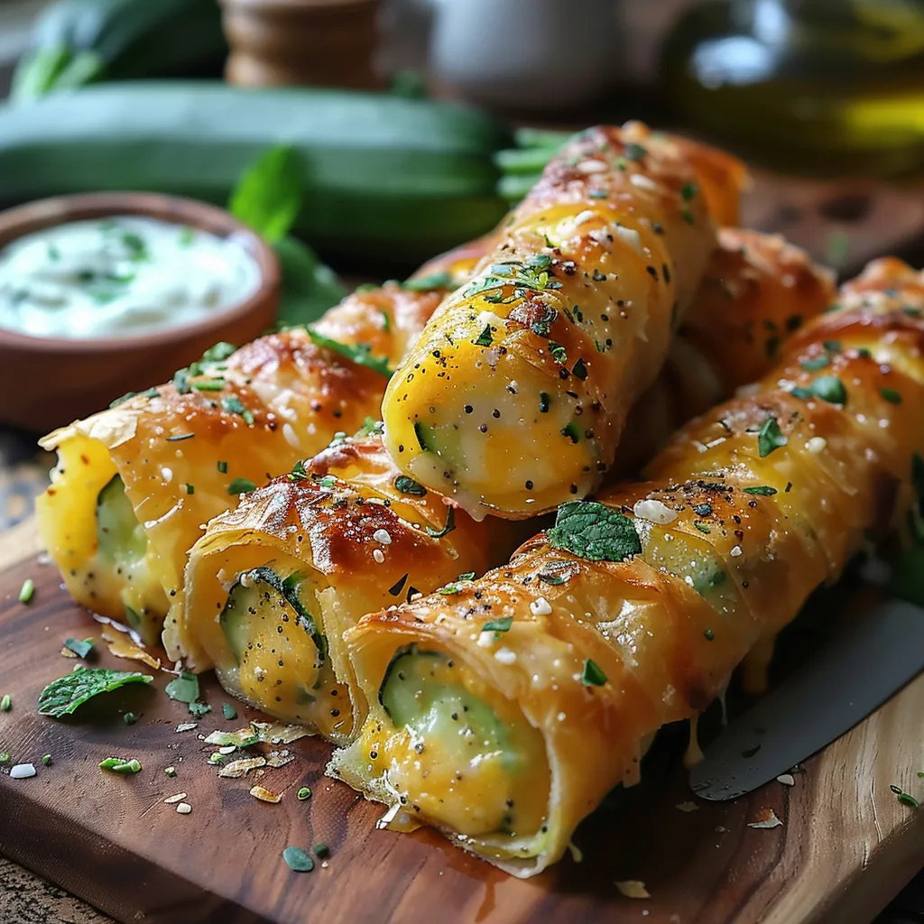 Cigares croustillants aux courgettes râpées et fromage fondant