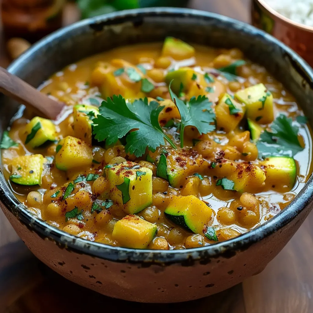 Délicieux curry de lentilles et courgettes à la crème de macadamia