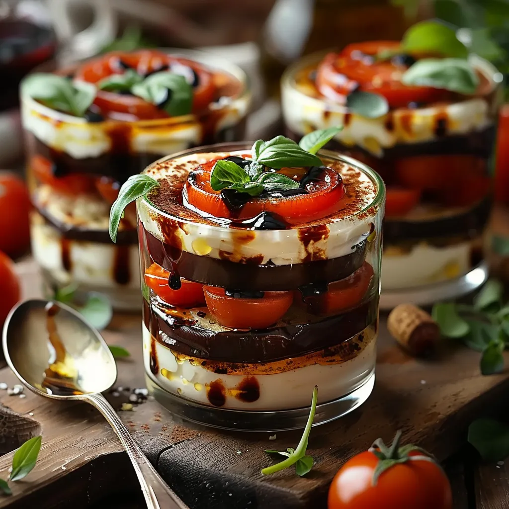 Tiramisu salé révolutionnaire aux aubergines, tomates et fromage de chèvre