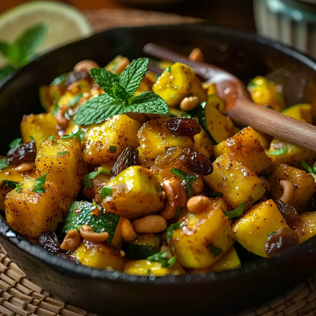 Poêlée de Courgettes Exotique au Curry et Noix de Cajou