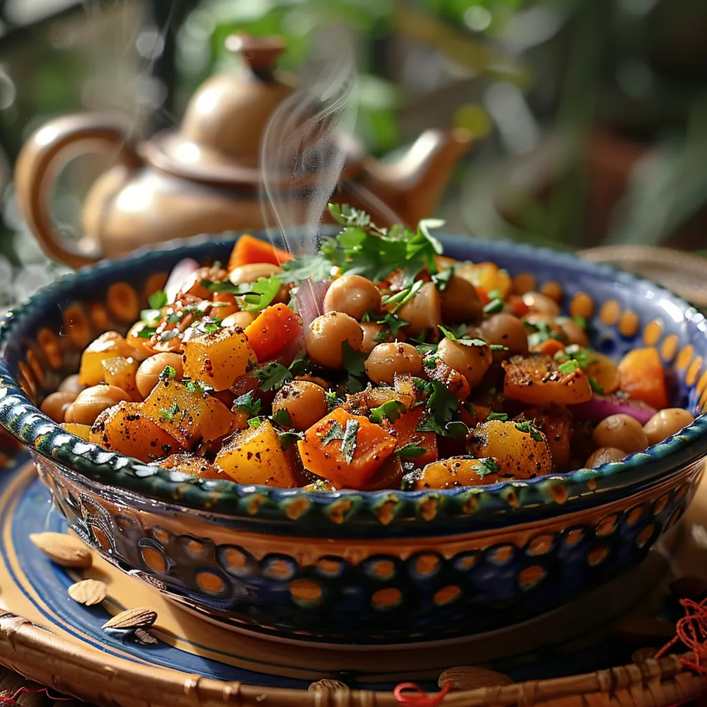 tajine d'été aux légumes rôtis parfumé au Ras el Hanout. Une recette marocaine végétalienne colorée