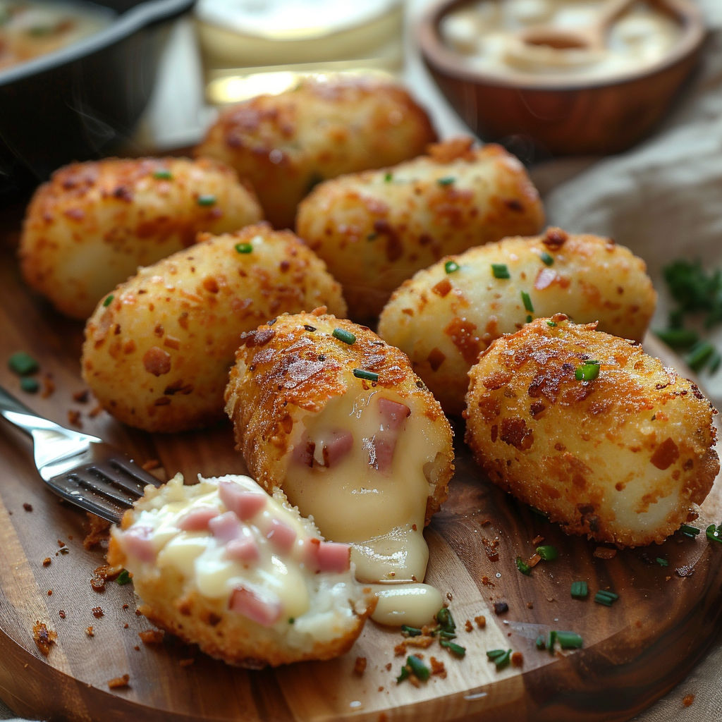 A plate of croquettes de jambon et fromage fondant.