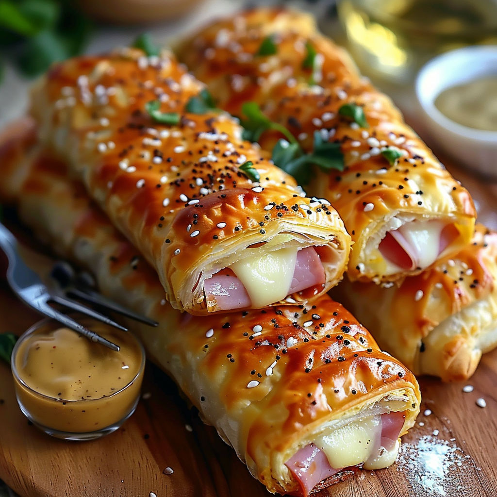 A plate of bâtonnets de jambon et de fromage.