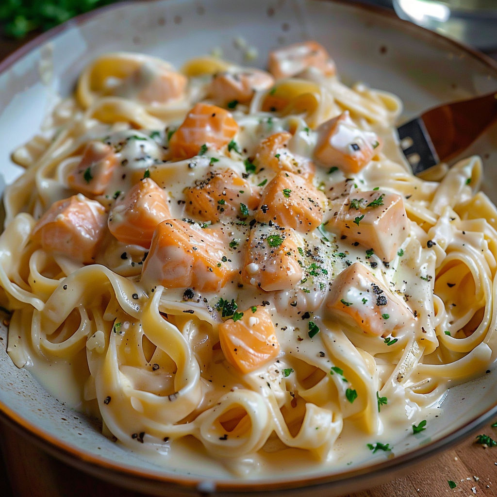 A bowl of pasta with shrimp and cheese.