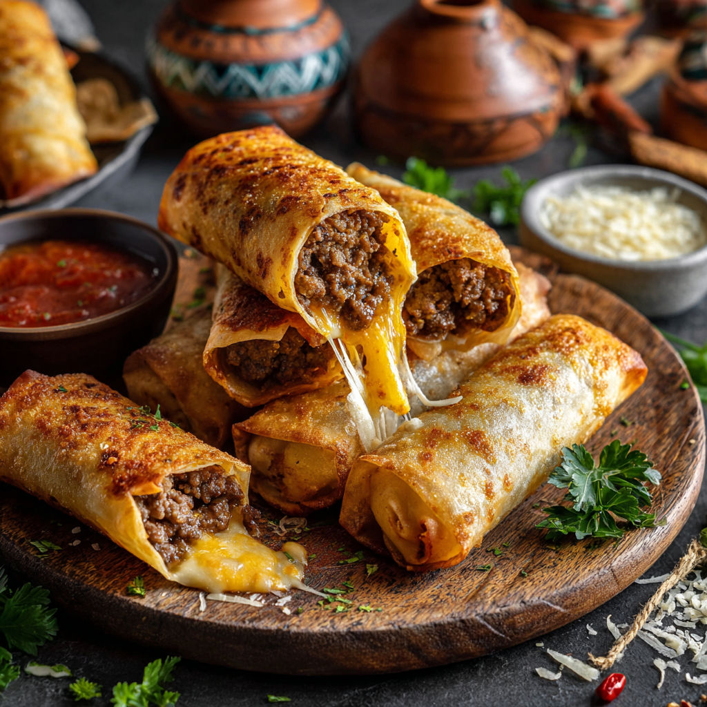 A plate of food with meat and cheese.