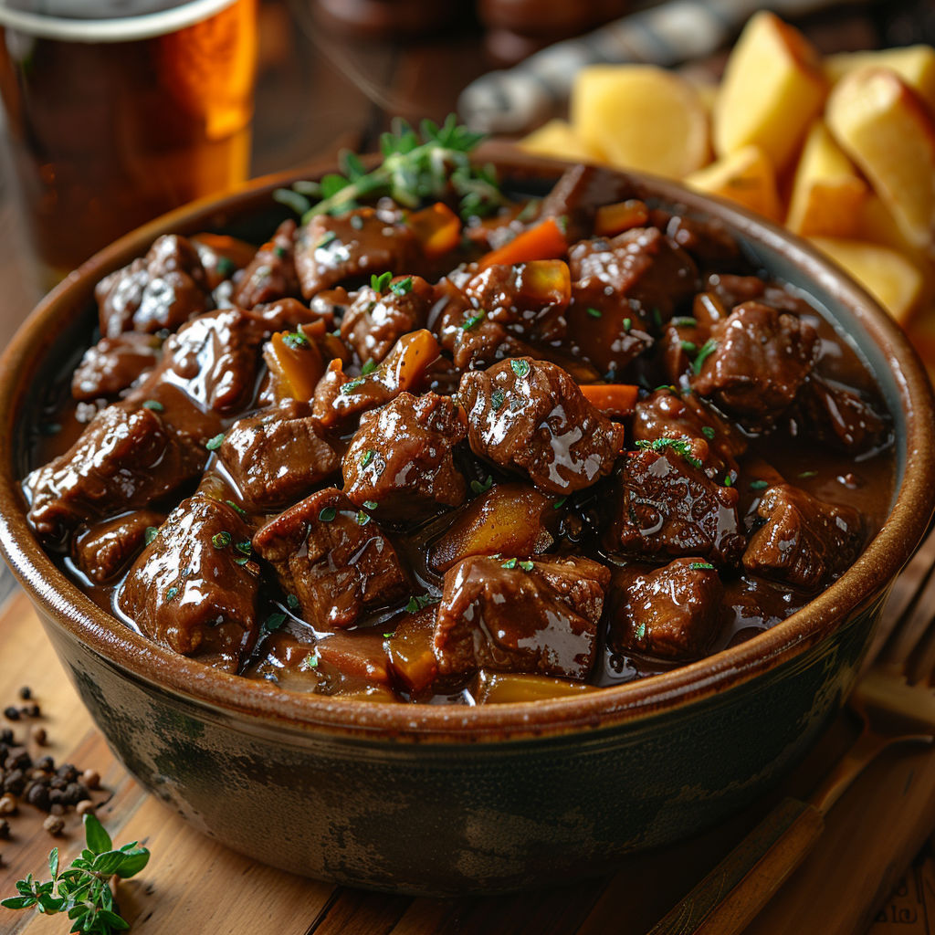 A bowl of meat and vegetables.